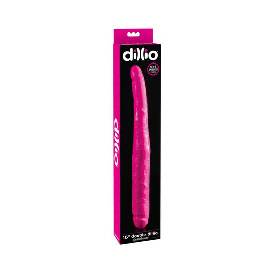 Dillio 16 in. Double Dong Realistic Dual-Ended Dildo Pink