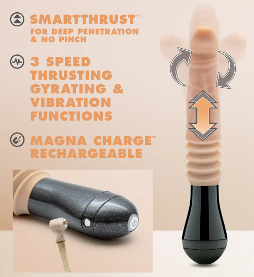 Dr. Skin Silicone Dr. Knight Thrusting Gyrating Vibrating Dildo Beige