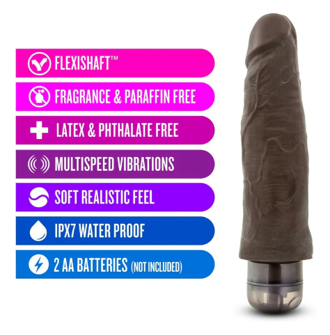 Dr. Skin Vibe 14 Realistic 8 in. Vibrating Dildo Brown