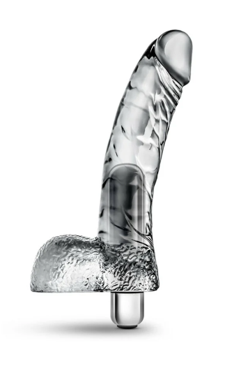 Naturally Yours Vibrating Ding Dong with Balls 6.5 in. Clear