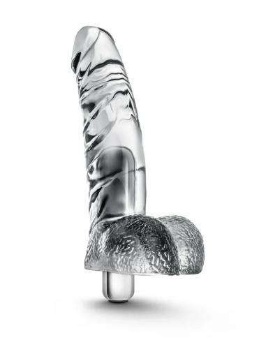 Naturally Yours Vibrating Ding Dong with Balls 6.5 in. Clear