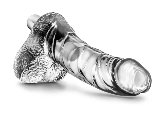 Naturally Yours Vibrating Ding Dong with Balls 6.5 in. Clear